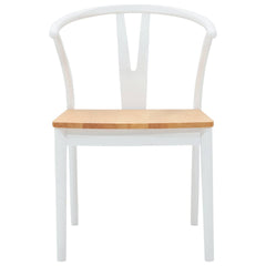 vidaXL Dining Chair 2 pcs Solid Rubber Wood White and Natural 5