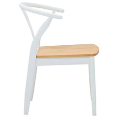 vidaXL Dining Chair 2 pcs Solid Rubber Wood White and Natural 6
