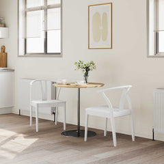 vidaXL Dining Chair 2 pcs Solid Rubber Wood White and White 3