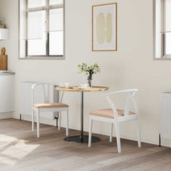 vidaXL Dining Chair 2 pcs Solid Rubber Wood White and Brown 3
