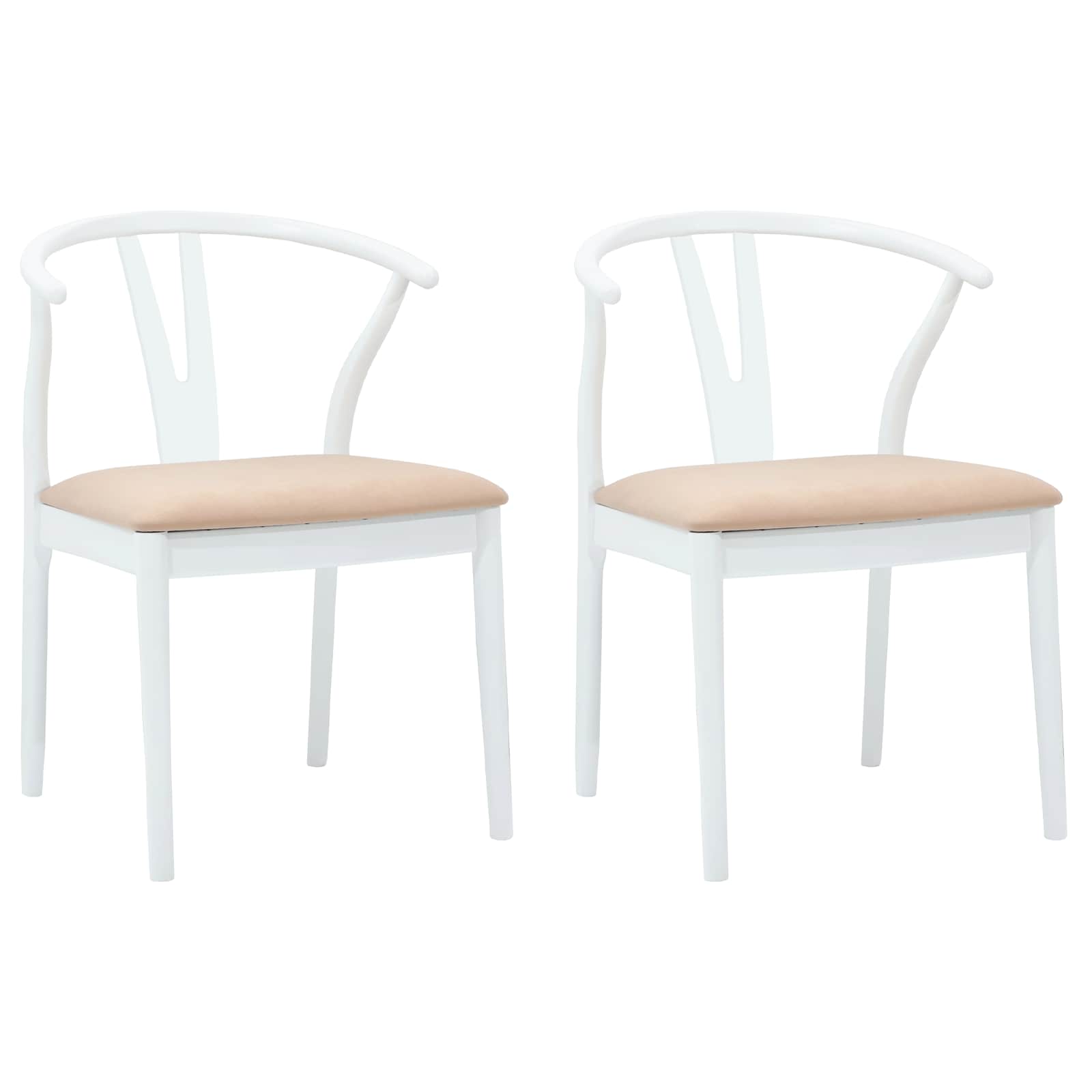 vidaXL Dining Chair 2 pcs Solid Rubber Wood White and Brown 2
