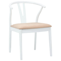 vidaXL Dining Chair 2 pcs Solid Rubber Wood White and Brown 4