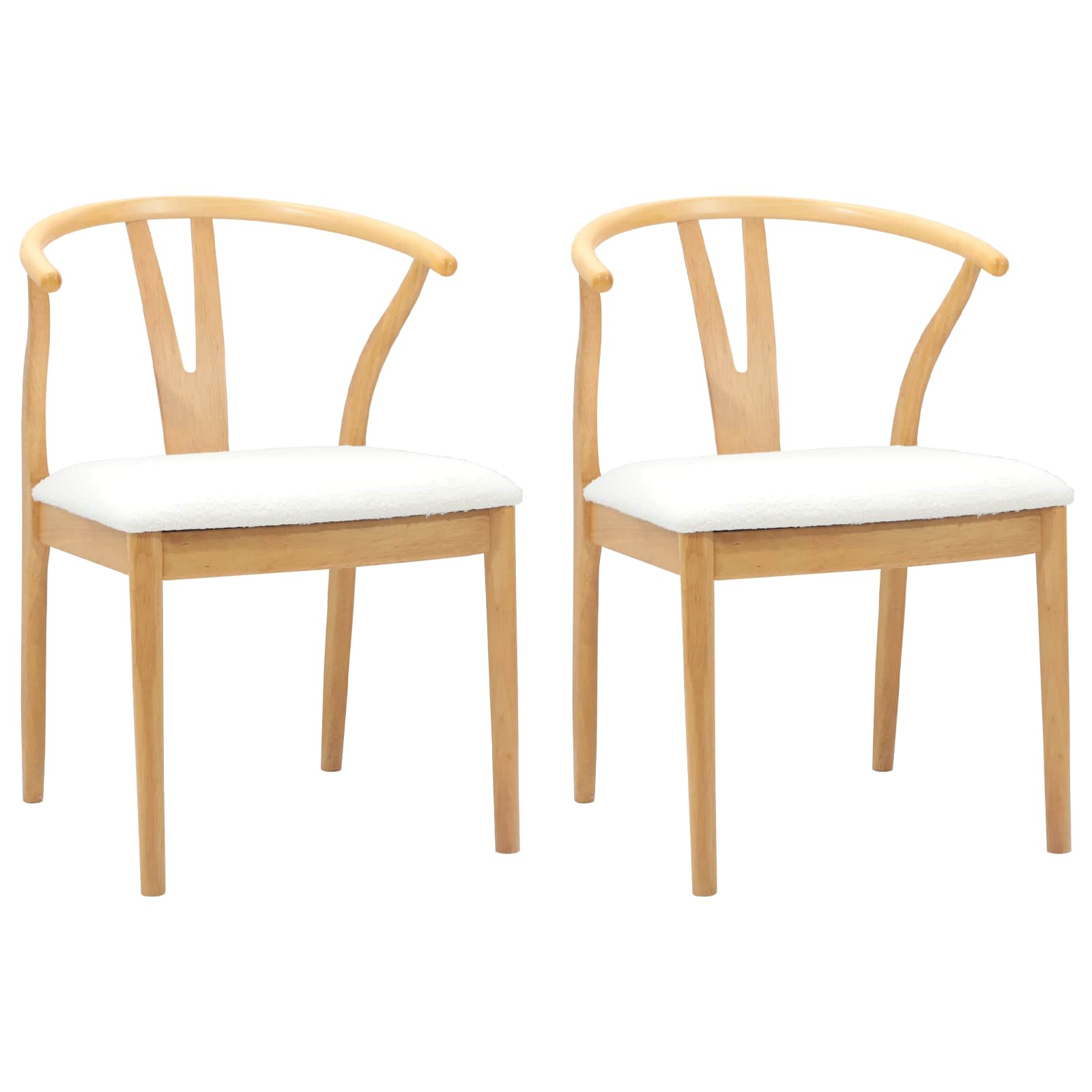 vidaXL Dining Chair 2 pcs Solid Rubber Wood Natural and Light 2