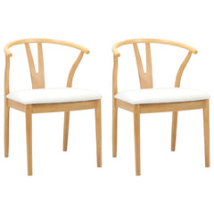 vidaXL Dining Chair 2 pcs Solid Rubber Wood Natural and Light 2