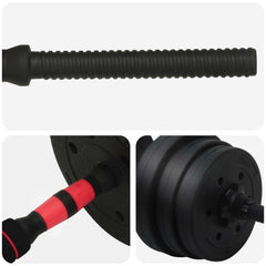 vidaXL 2-in-1 Dumbbell Barbell Set 20 kg Black and Red 6
