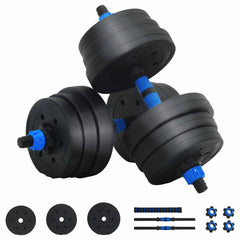 vidaXL 2-in-1 Dumbbell Barbell Set 20 kg Black and Blue 2