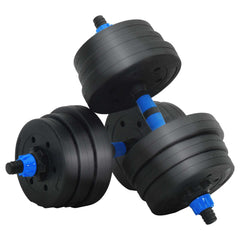 vidaXL 2-in-1 Dumbbell Barbell Set 20 kg Black and Blue 4