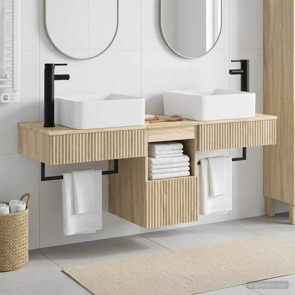 Bathroom Cabinet Set 3 pcs 136 x 35 x 80 cm Sonoma oak
