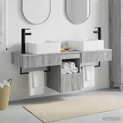 Bathroom Cabinet Set 3 pcs 136 x 35 x 80 cm Grey sonoma