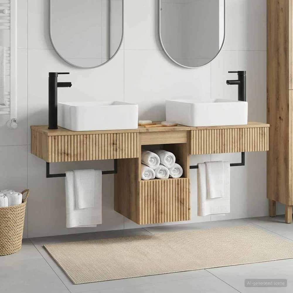 Bathroom Cabinet Set 3 pcs 136 x 35 x 80 cm Artisan oak