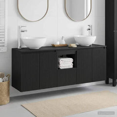 Wall-mounted Bathroom Cabinet Set 3 pcs Black