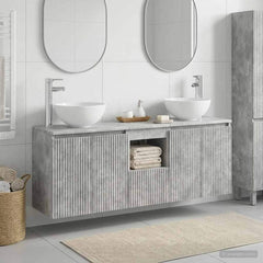 Wall-mounted Bathroom Cabinet Set 3 pcs Concrete grey