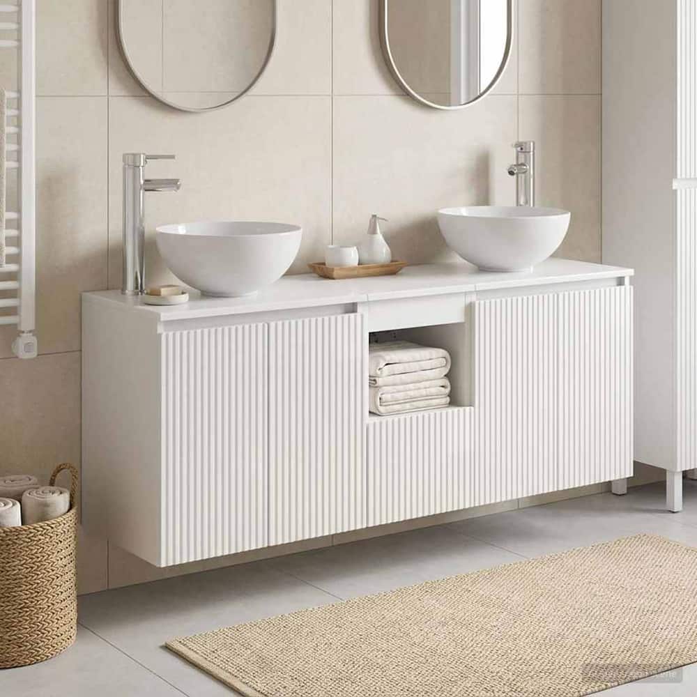 Wall-mounted Bathroom Cabinet Set 3 pcs High gloss white
