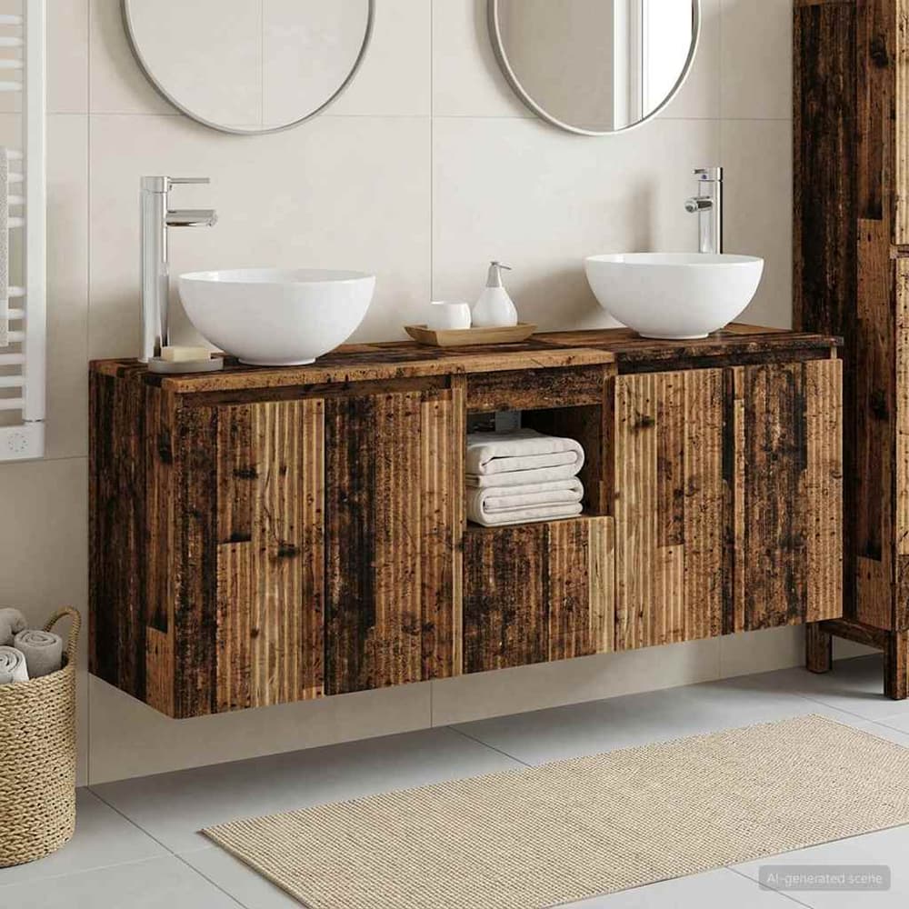 Wall-mounted Bathroom Cabinet Set 3 pcs Old wood