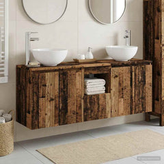 Wall-mounted Bathroom Cabinet Set 3 pcs Old wood