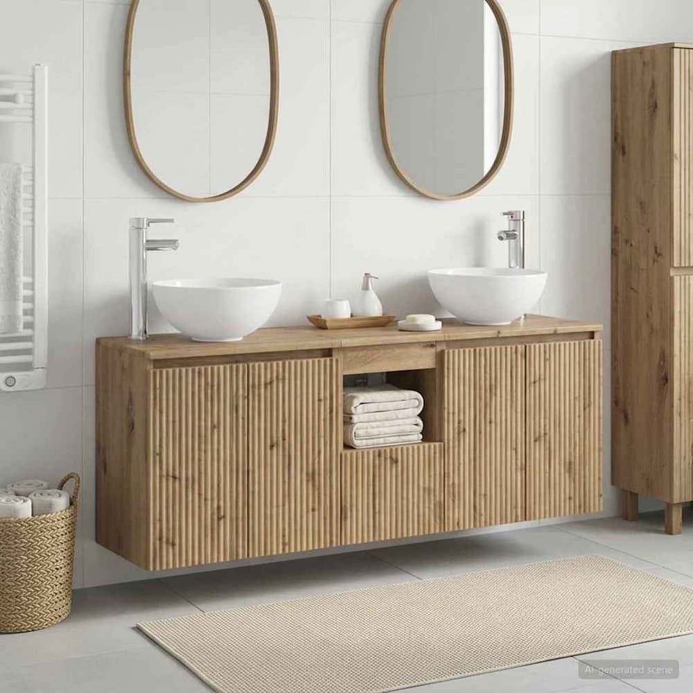 Wall-mounted Bathroom Cabinet Set 3 pcs Artisan oak