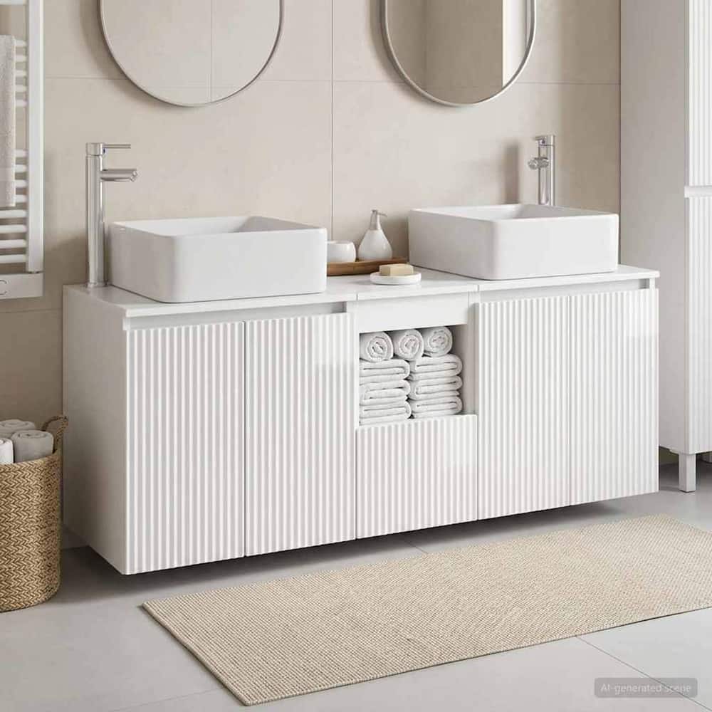 Bathroom Cabinet Set 3 pcs 129 x 41 x 80 cm High gloss white