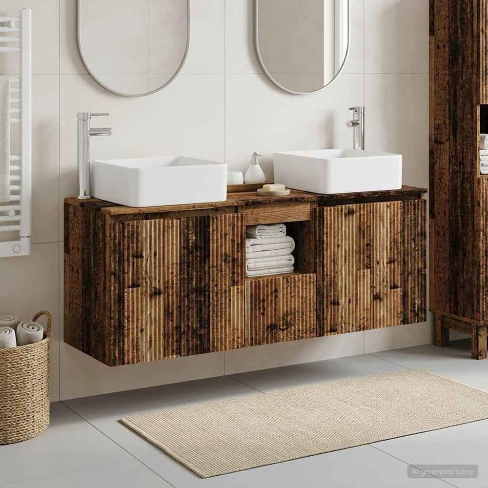 Bathroom Cabinet Set 3 pcs 129 x 41 x 80 cm Old wood