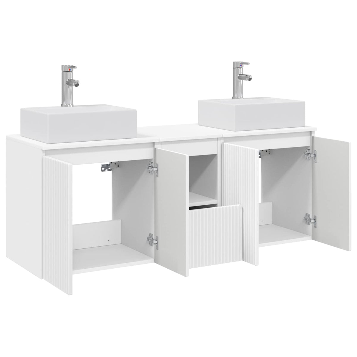 Bathroom Cabinet Set 3 pcs 129 x 41 x 79.5 cm White