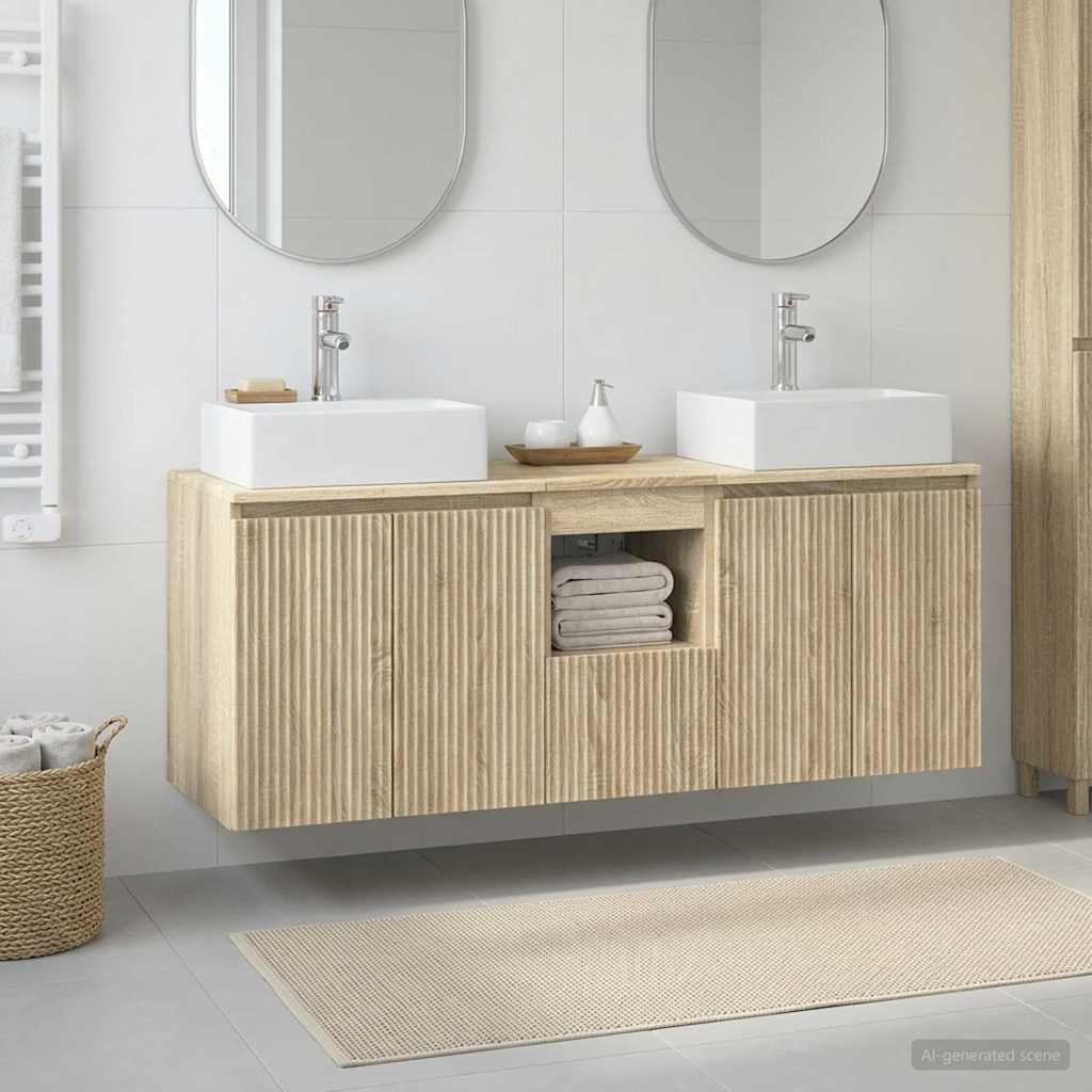 Bathroom Cabinet Set 3 pcs 129 x 41 x 79.5 cm Sonoma oak