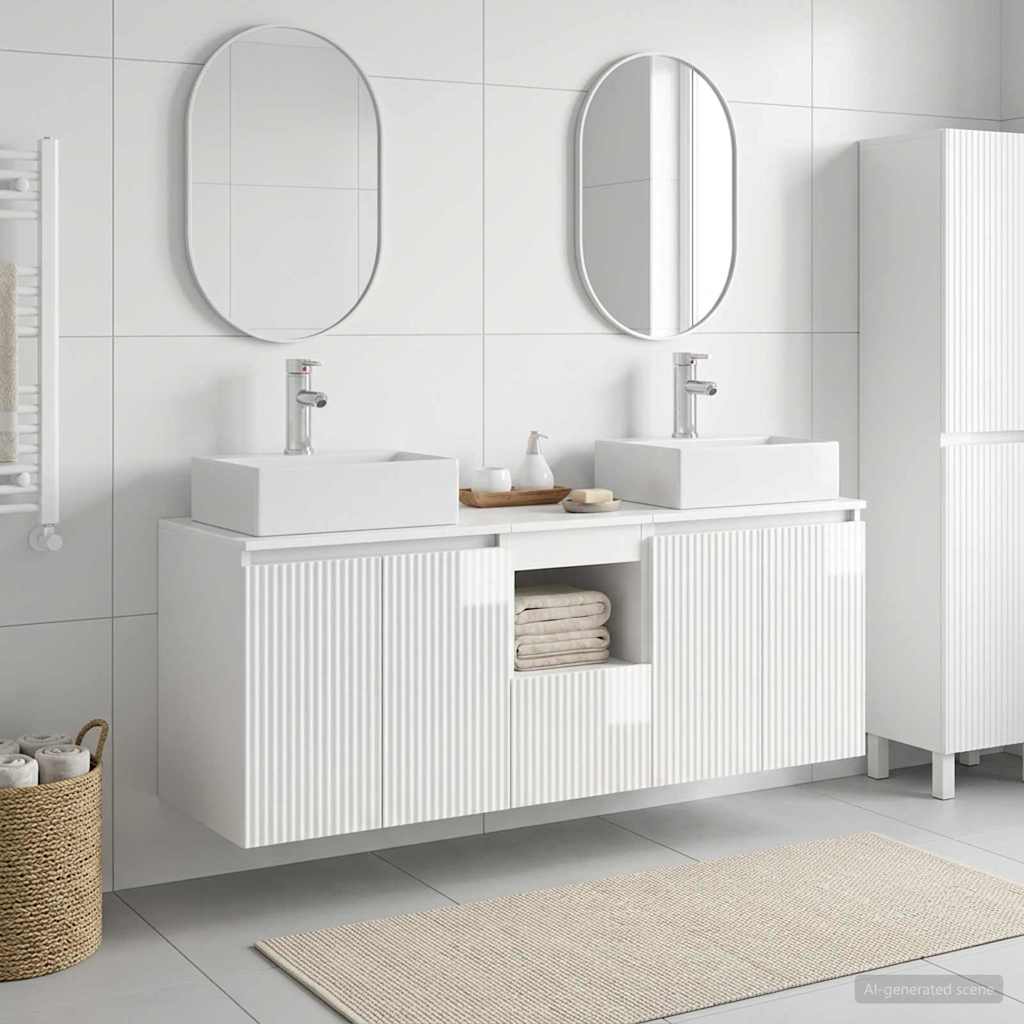 Bathroom Cabinet Set 3 pcs 129 x 41 x 79.5 cm High gloss white