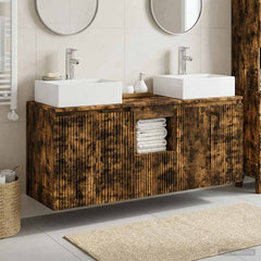 Bathroom Cabinet Set 3 pcs 129 x 41 x 79.5 cm Smoked oak
