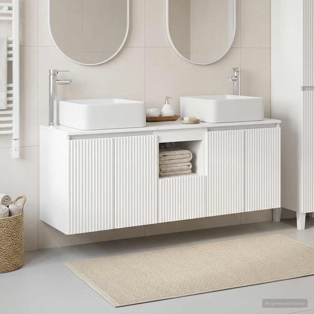 Bathroom Cabinet Set 3 pcs 135 x 35 x 80 cm High gloss white