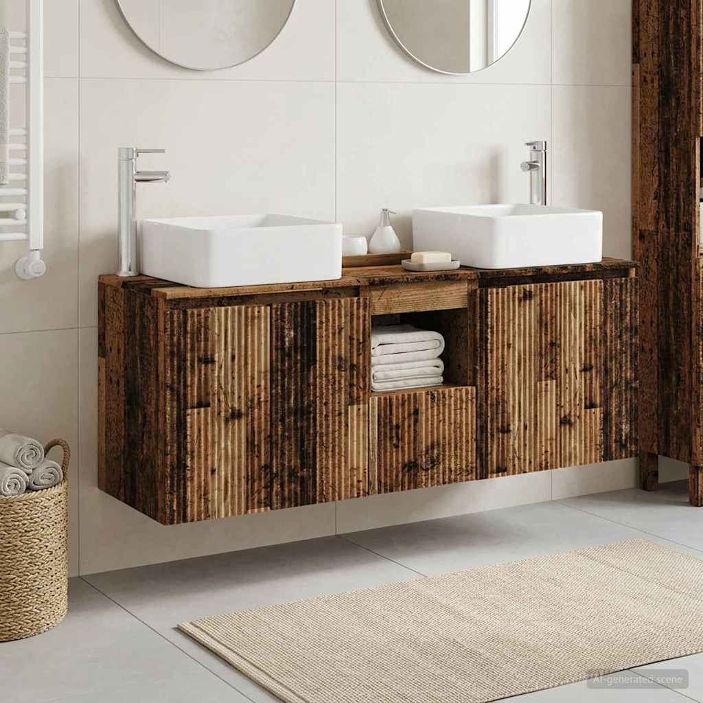 Bathroom Cabinet Set 3 pcs 135 x 35 x 80 cm Old wood