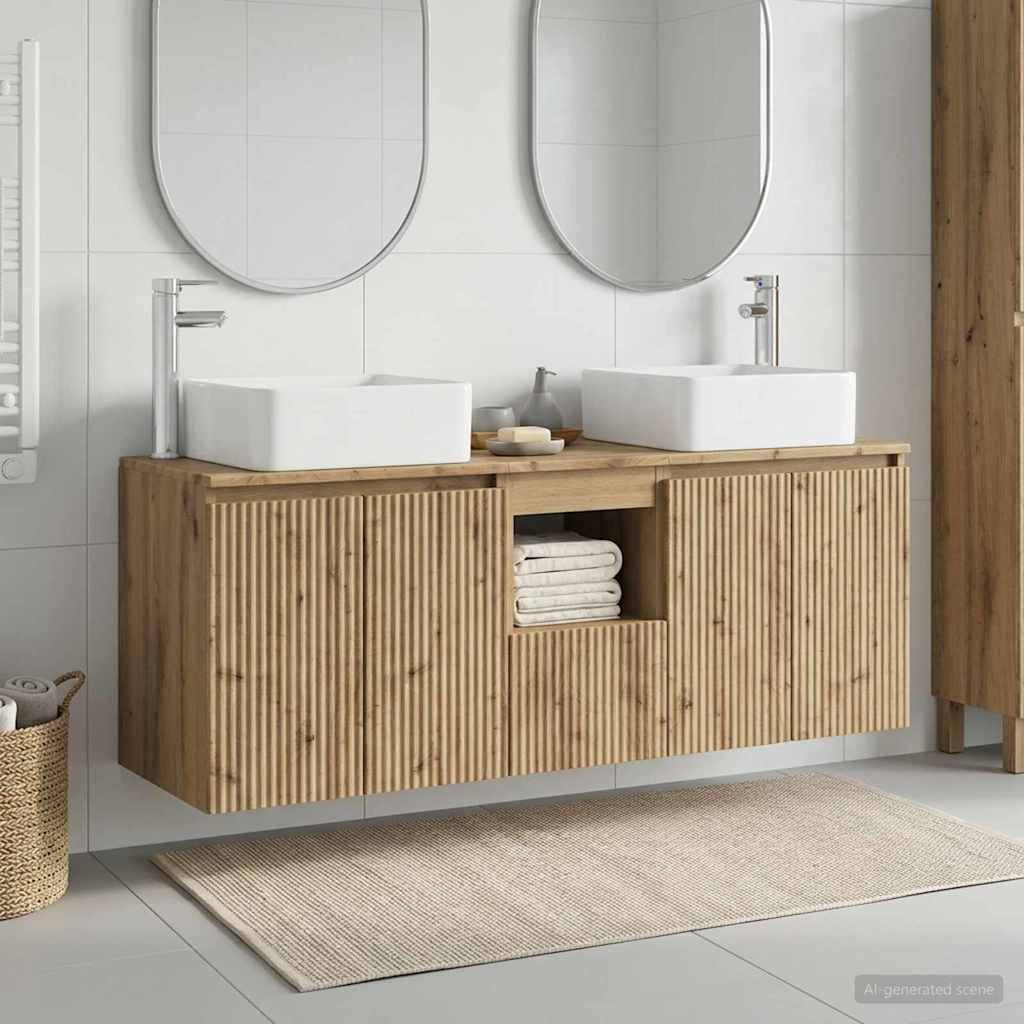 Bathroom Cabinet Set 3 pcs 135 x 35 x 80 cm Artisan oak
