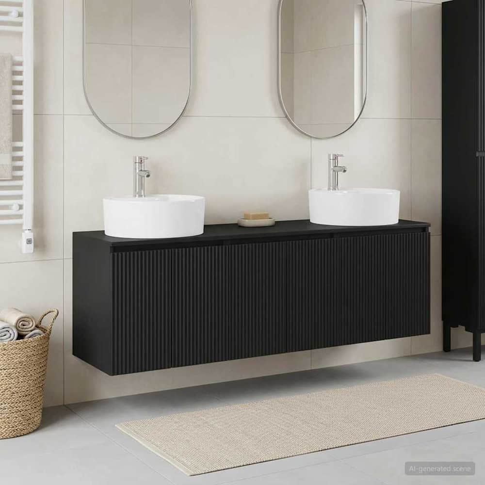 Bathroom Cabinet Set 3 pcs 161.5 x 44.5 x 82 cm Black