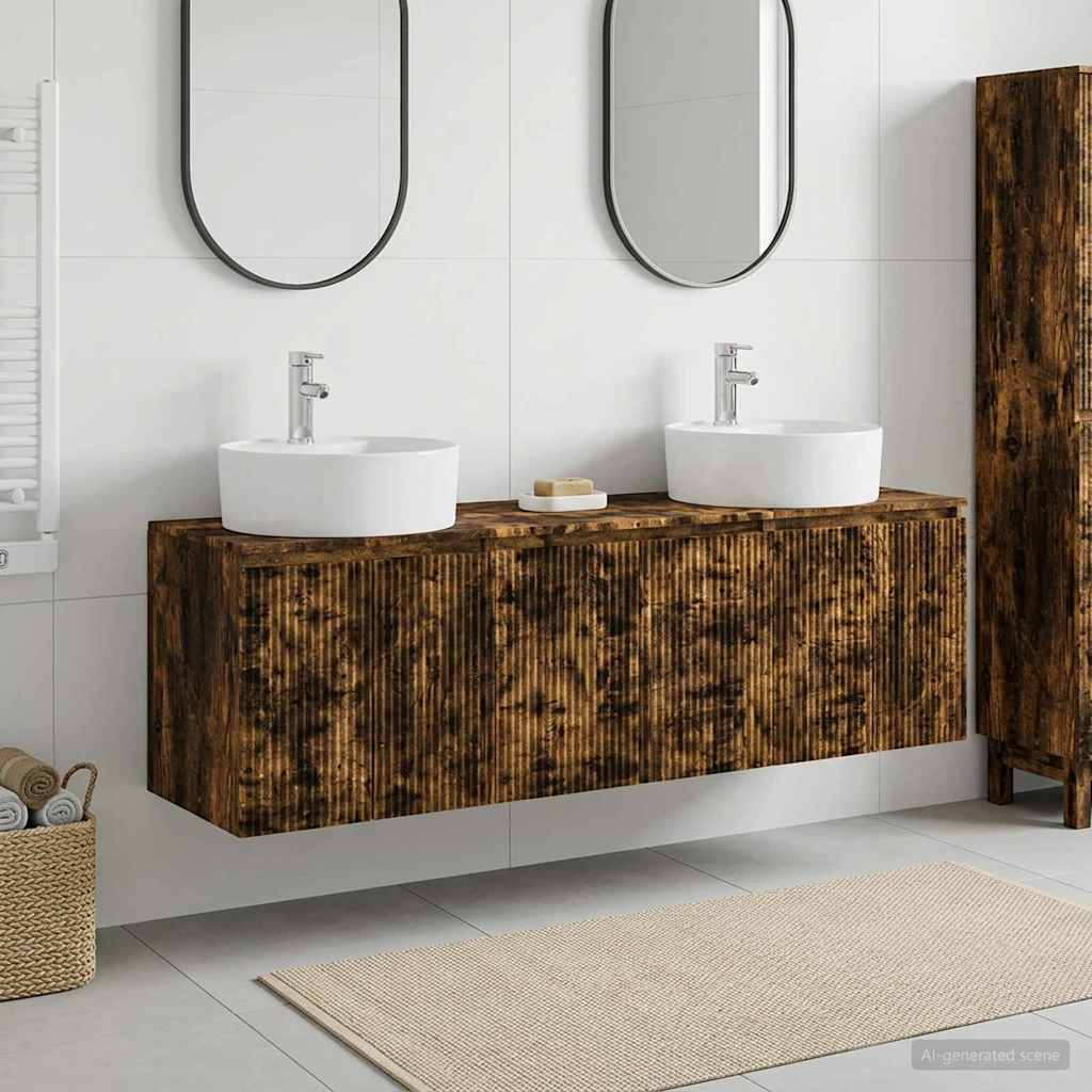 Bathroom Cabinet Set 3 pcs 161.5 x 44.5 x 82 cm Smoked oak