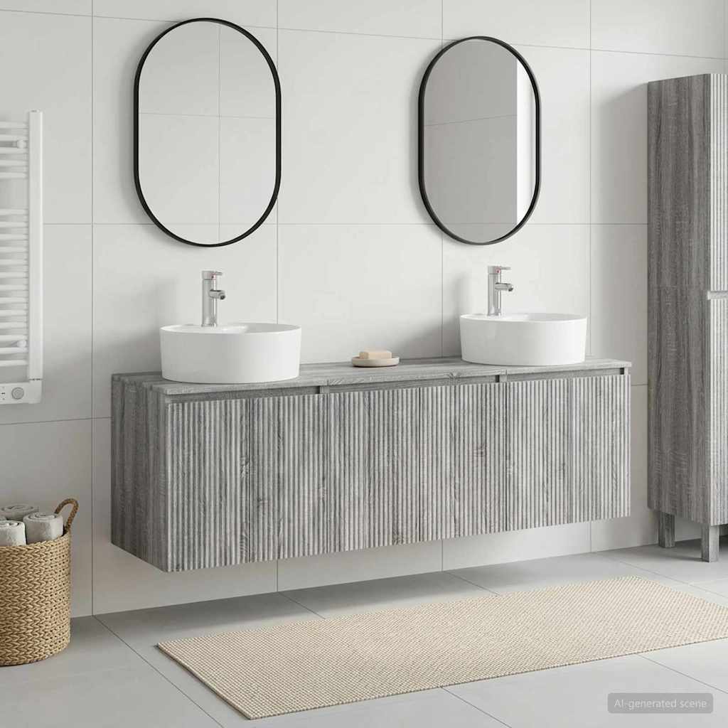 Bathroom Cabinet Set 3 pcs 161.5 x 44.5 x 82 cm Grey sonoma