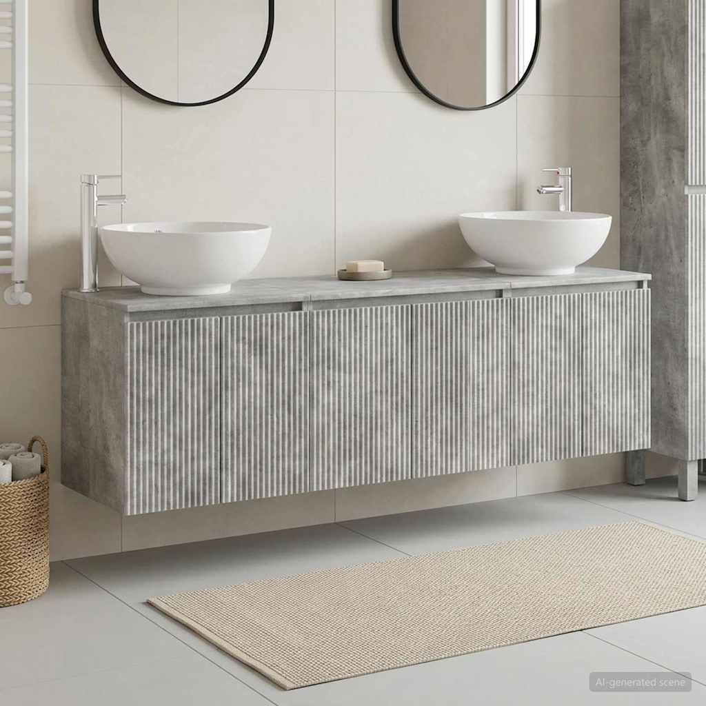 Bathroom Cabinet Set 3 pcs 161.5 x 44.5 x 80 cm Concrete grey