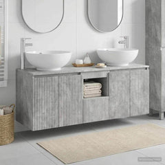 Bathroom Cabinet Set 3 pcs 129 x 44.5 x 80 cm Concrete grey