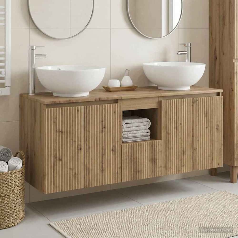 Bathroom Cabinet Set 3 pcs 129 x 44.5 x 80 cm Artisan oak