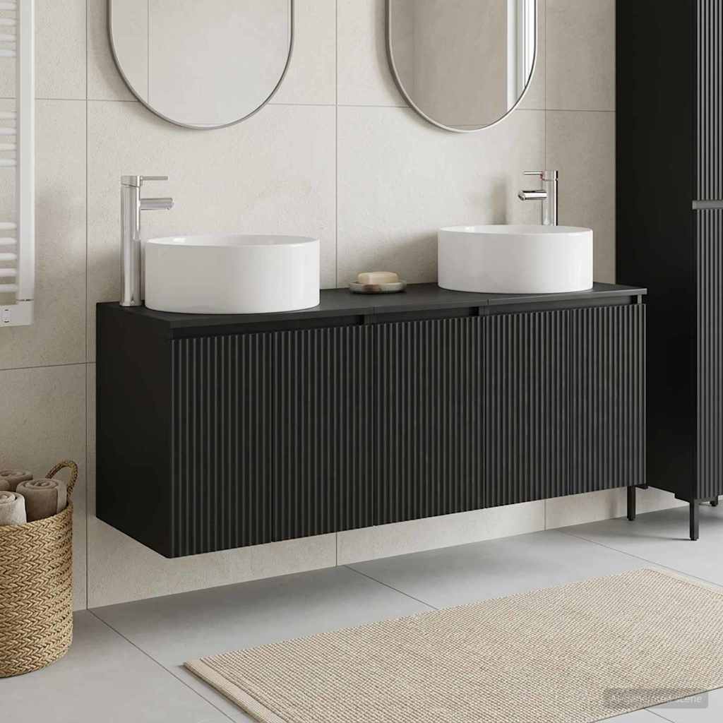 Bathroom Cabinet Set 3 pcs 161.5 x 44.5 x 80 cm Black