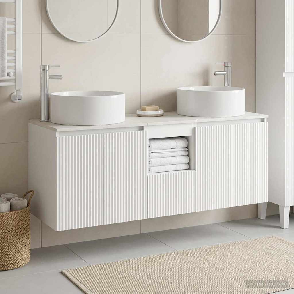 Bathroom Cabinet Set 3 pcs 129 x 44.5 x 80 cm White
