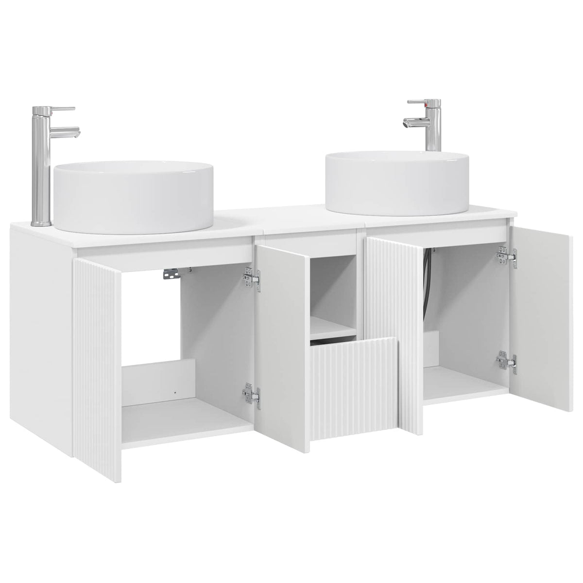Bathroom Cabinet Set 3 pcs 129 x 44.5 x 80 cm White