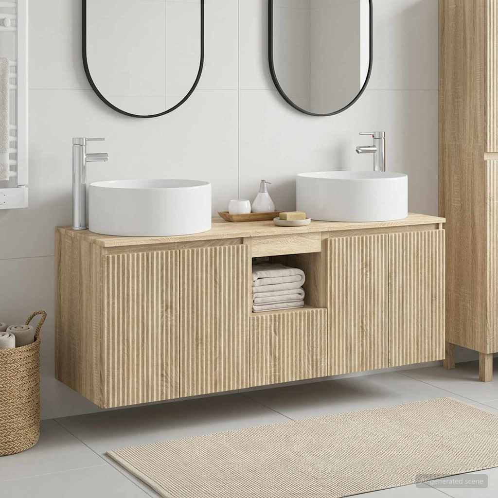 Bathroom Cabinet Set 3 pcs 129 x 44.5 x 80 cm Sonoma oak