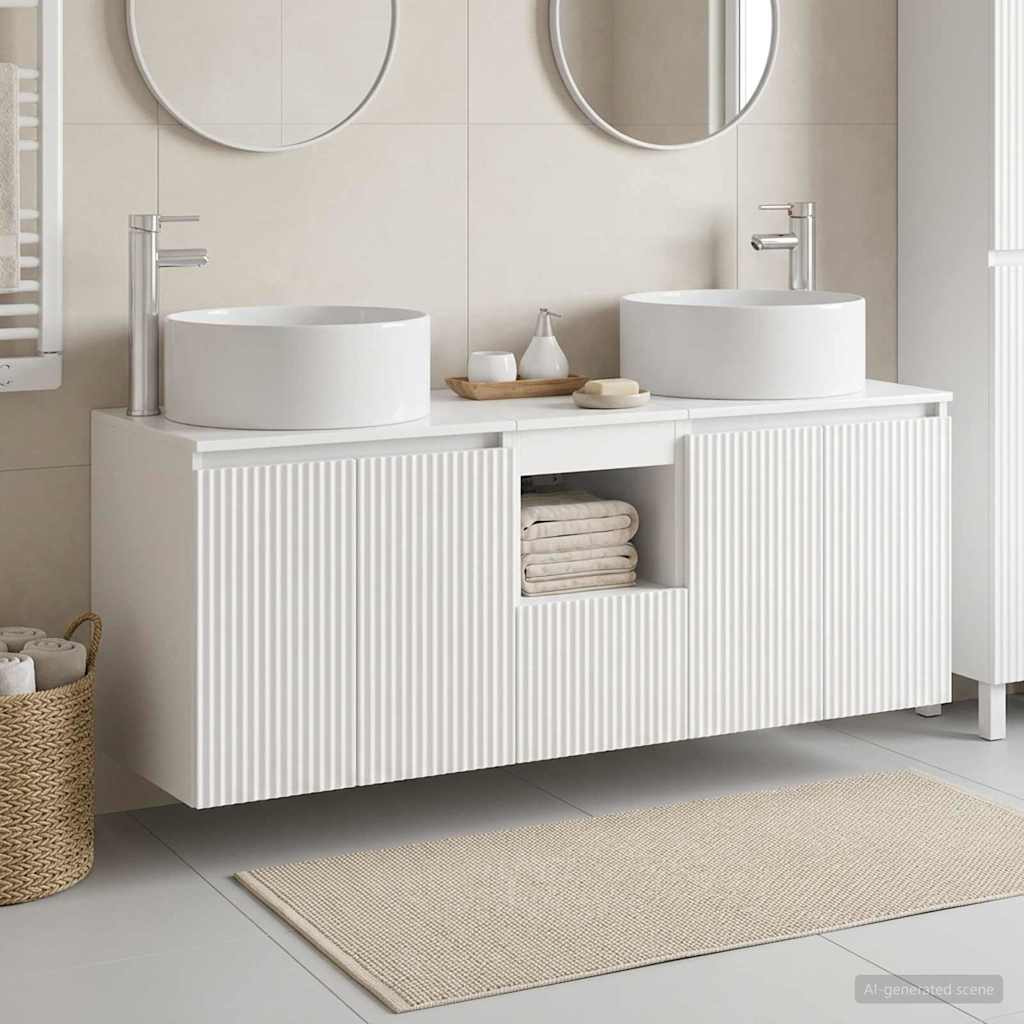 Bathroom Cabinet Set 3 pcs 129 x 44.5 x 80 cm High gloss white