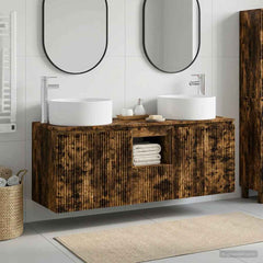 Bathroom Cabinet Set 3 pcs 129 x 44.5 x 80 cm Smoked oak
