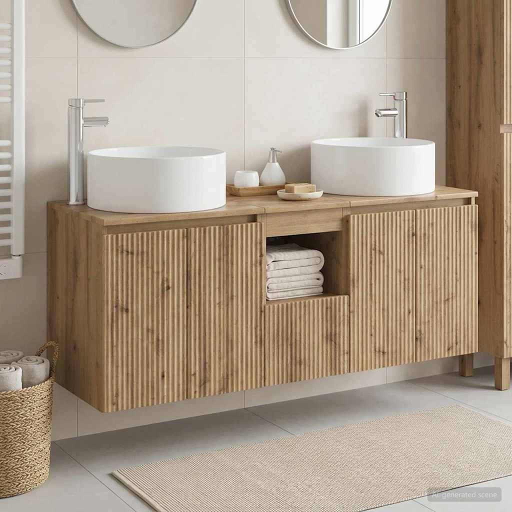 Bathroom Cabinet Set 3 pcs 129 x 44.5 x 80 cm Artisan oak
