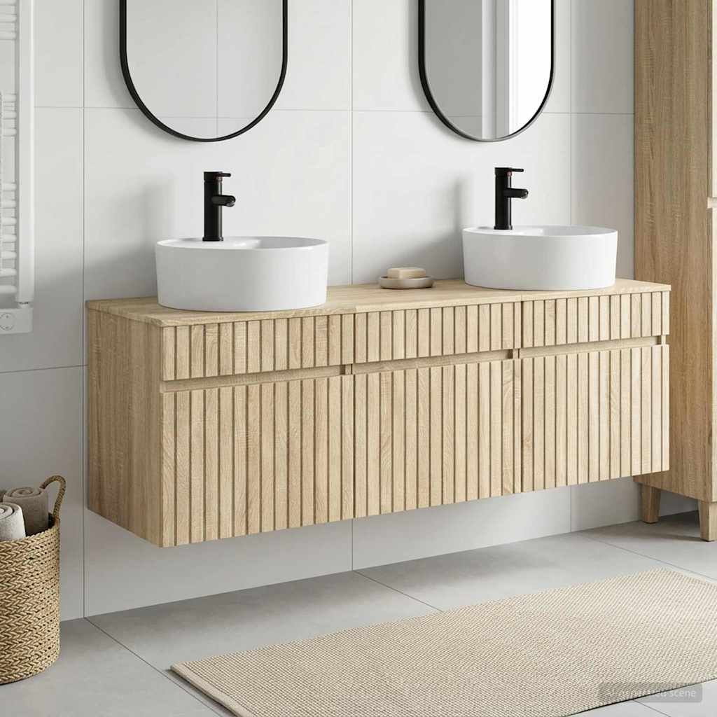 Bathroom Cabinet Set 3 pcs 157 x 44.5 x 82 cm Sonoma oak
