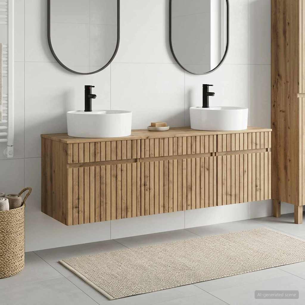 Bathroom Cabinet Set 3 pcs 157 x 44.5 x 82 cm Artisan oak