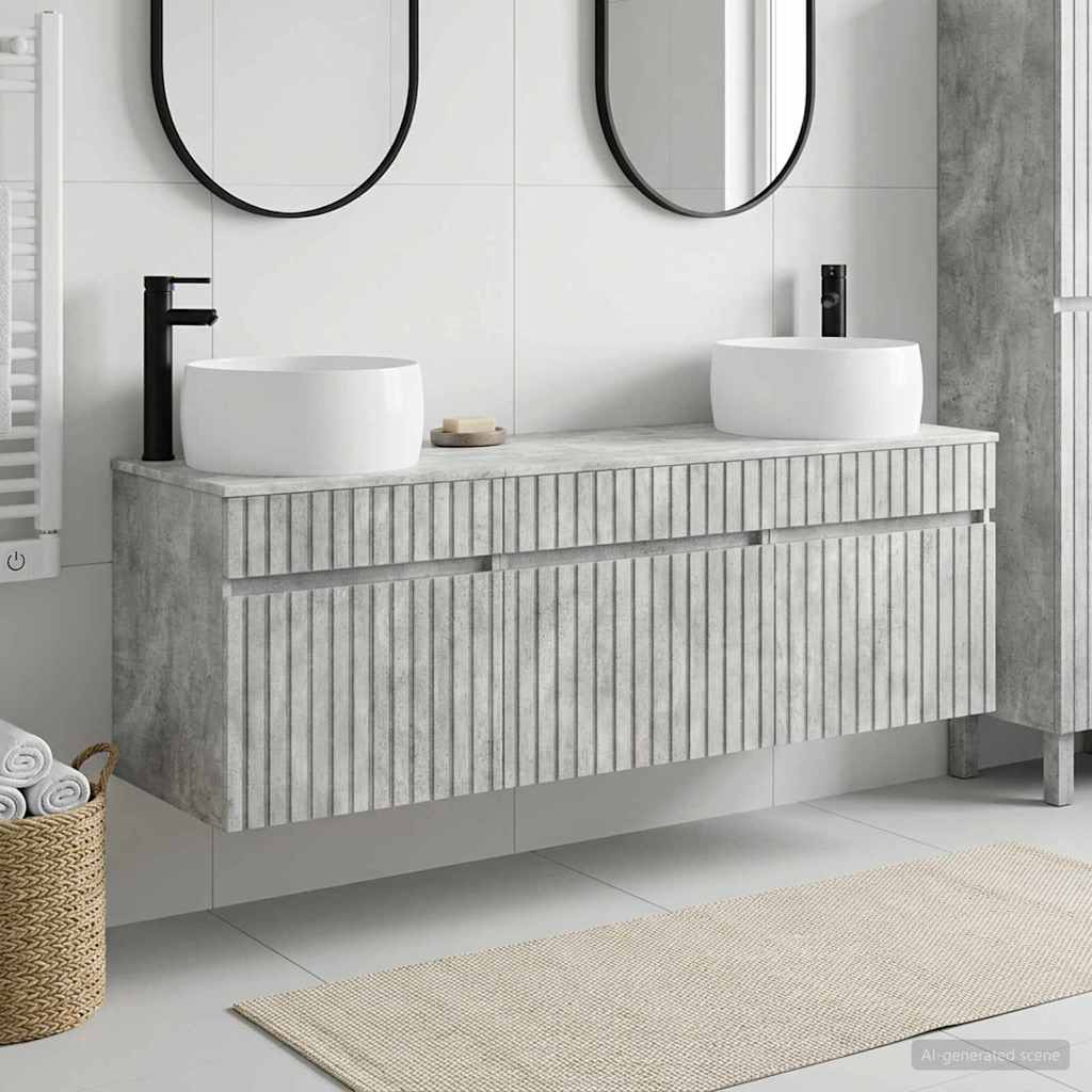 Bathroom Cabinet Set 3 pcs 157 x 44.5 x 80 cm Concrete grey