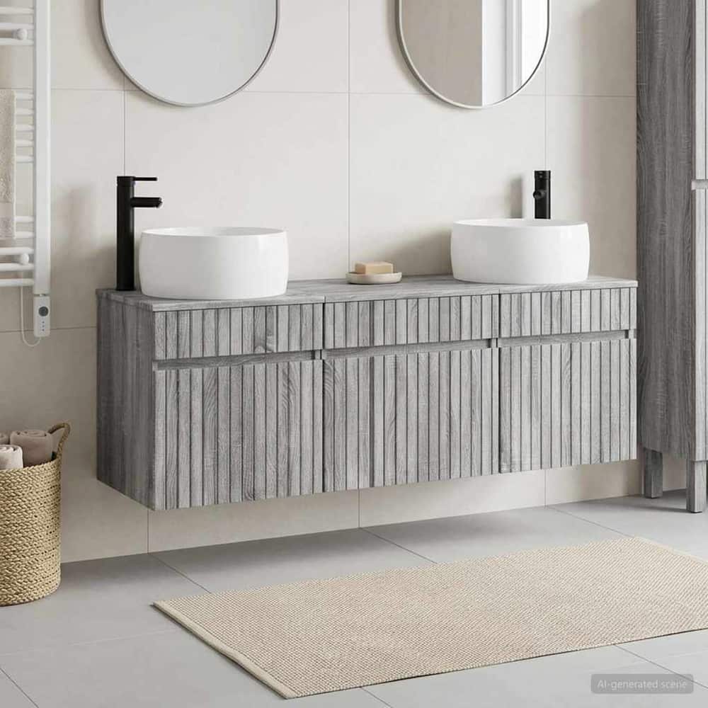 Bathroom Cabinet Set 3 pcs 157 x 44.5 x 80 cm Grey sonoma