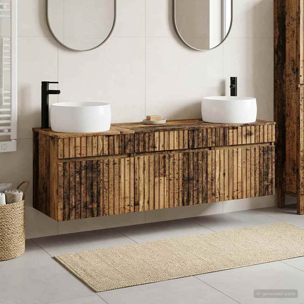 Bathroom Cabinet Set 3 pcs 157 x 44.5 x 80 cm Old wood