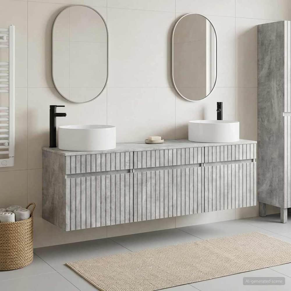 Bathroom Cabinet Set 3 pcs 157 x 44.5 x 80 cm Concrete grey
