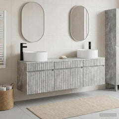 Bathroom Cabinet Set 3 pcs 157 x 44.5 x 80 cm Concrete grey