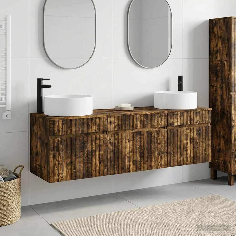 Bathroom Cabinet Set 3 pcs 157 x 44.5 x 80 cm Smoked oak